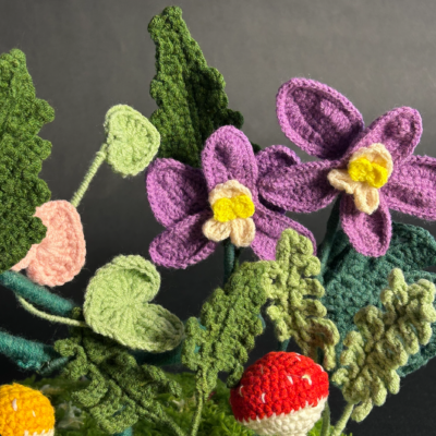 Crochet leaf pattern for serrated forest leaf with wire