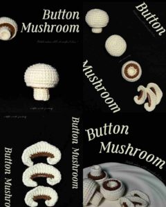 Handmade white and brown crochet mushroom pattern
