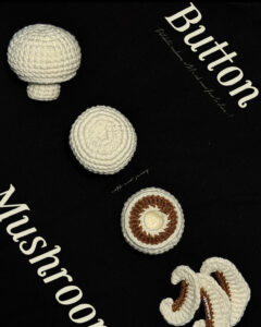 Handmade white and brown crochet mushroom pattern