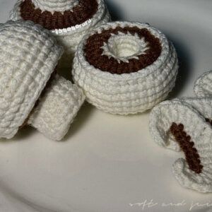 Handmade white and brown crochet mushroom pattern